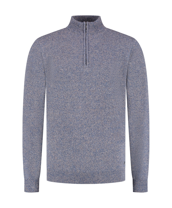 Heren trui met rits blauw