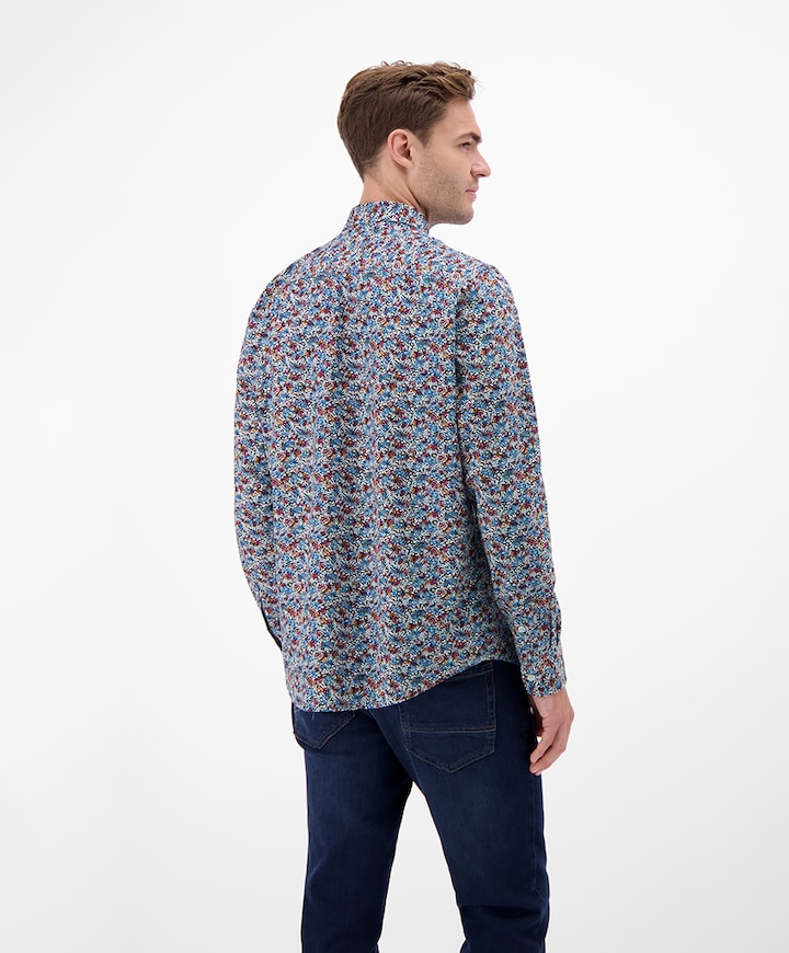 Heren overhemd lange mouw blauw