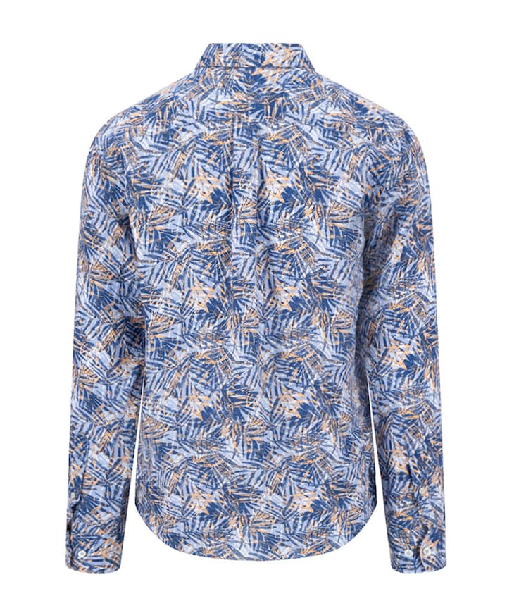 Heren overhemd lange mouw blauw