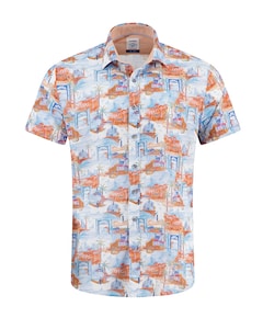 Heren overhemd korte mouw oranje