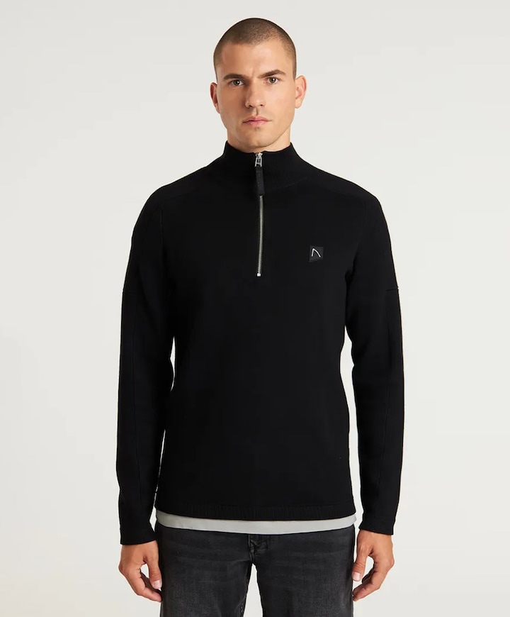 Heren trui met rits zwart