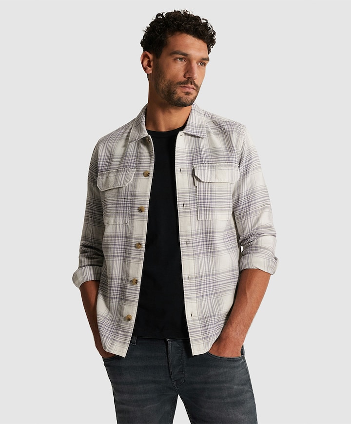 Heren overhemd lange mouw beige