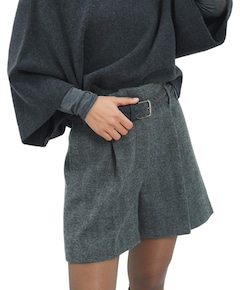 Geweven dames korte broek grijs
