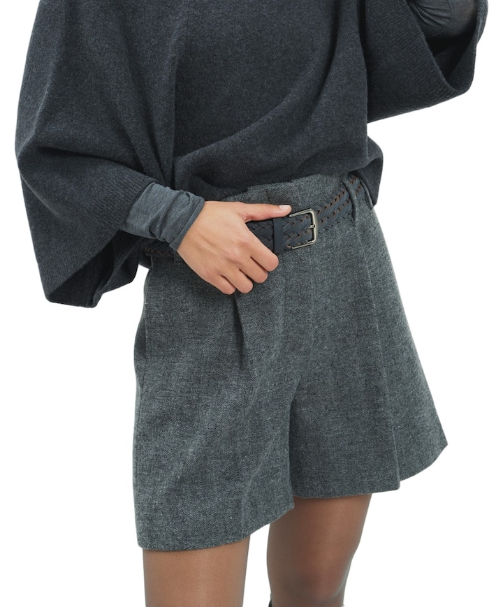 Geweven dames korte broek grijs