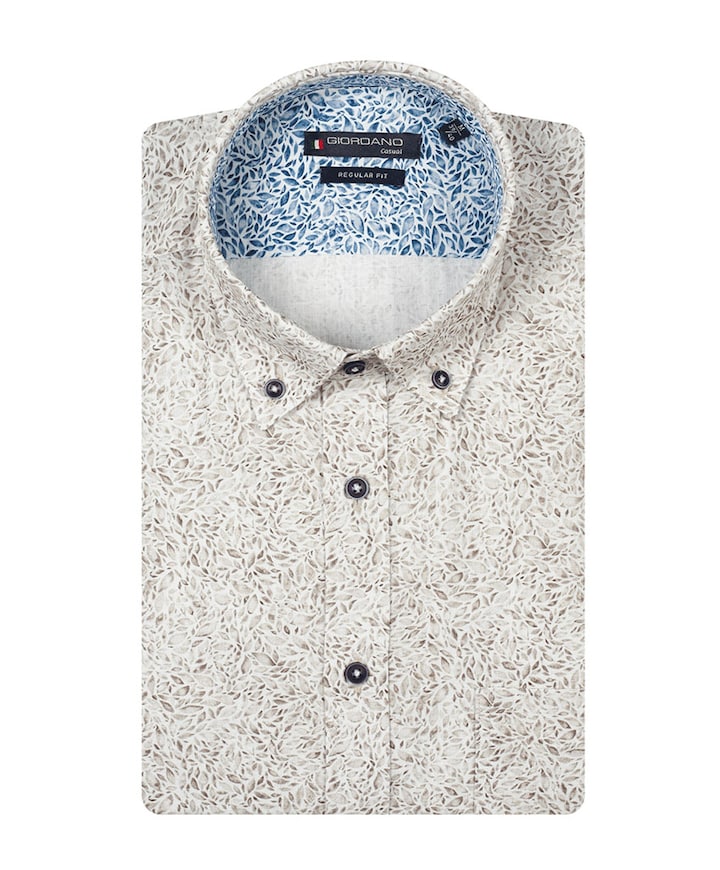 Heren overhemd lange mouw bruin