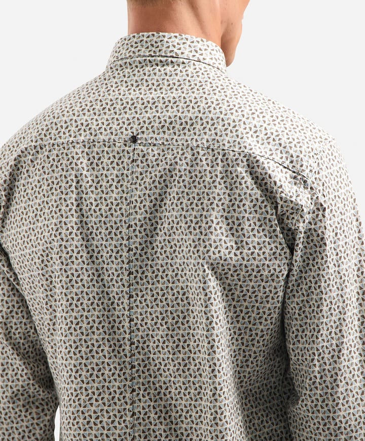 Heren overhemd lange mouw beige