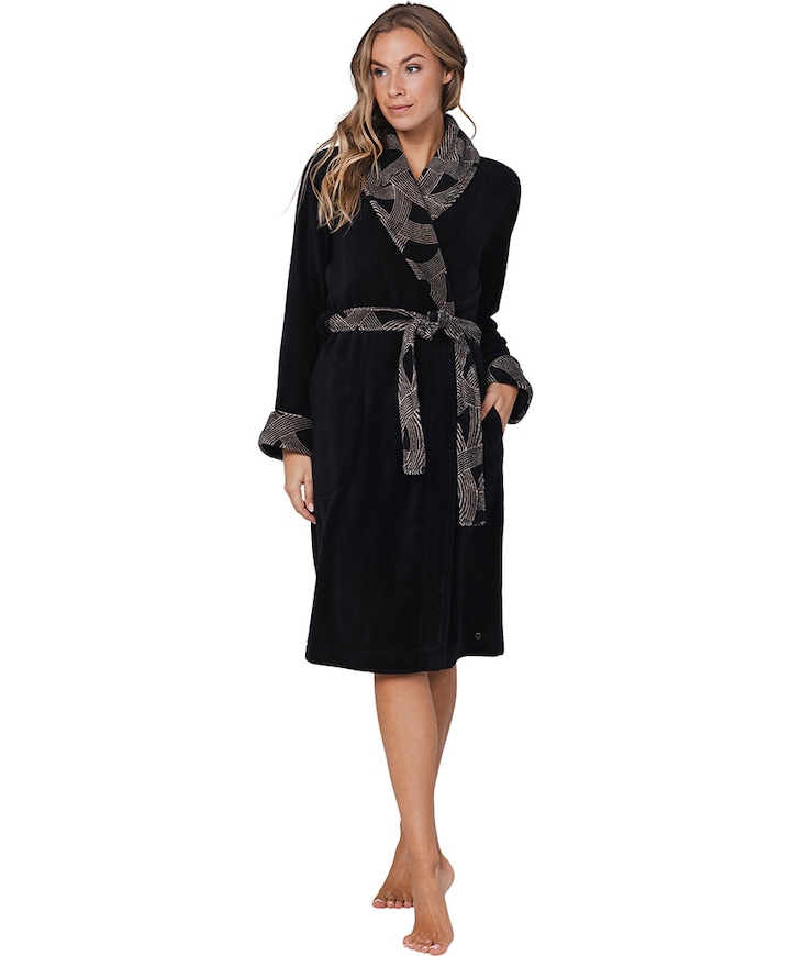 Dames ochtendjas zwart