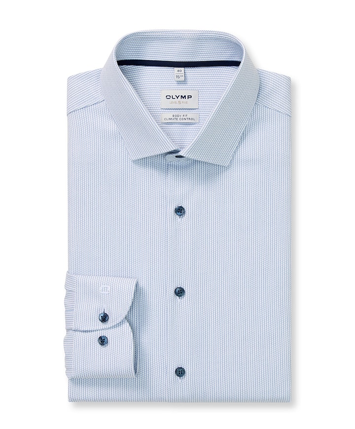 Heren overhemd lange mouw blauw