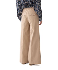 Trousers wide leg Cotton blend with approx 82cm in dames broek beige