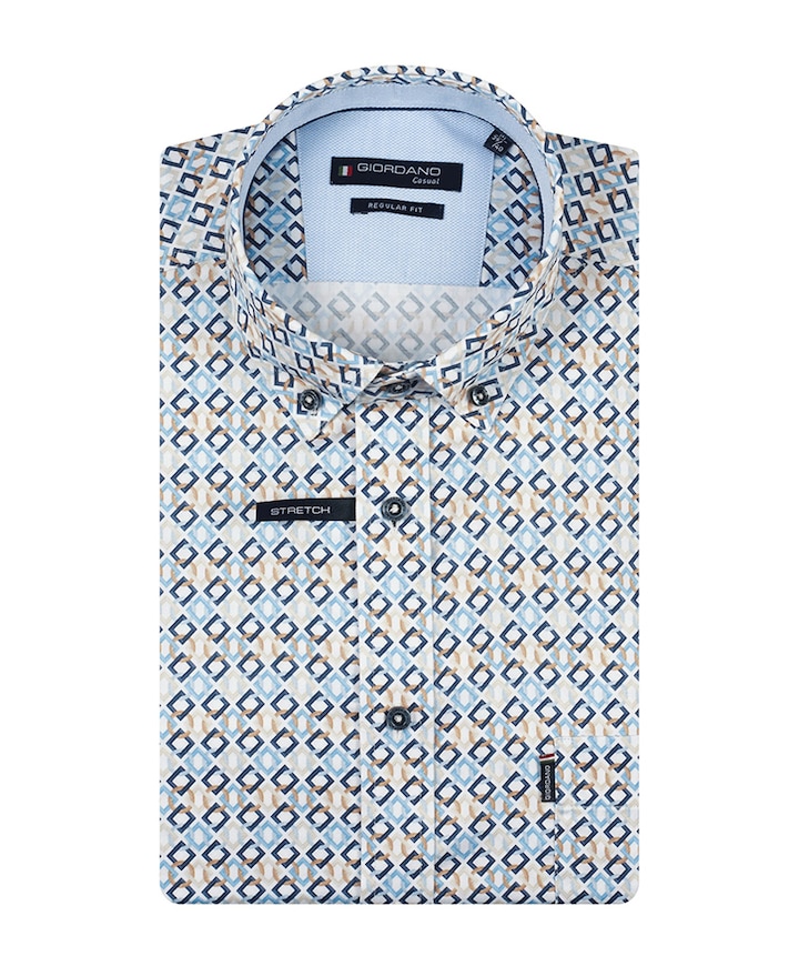 Heren overhemd lange mouw blauw