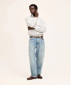 Heren overhemd lange mouw blauw