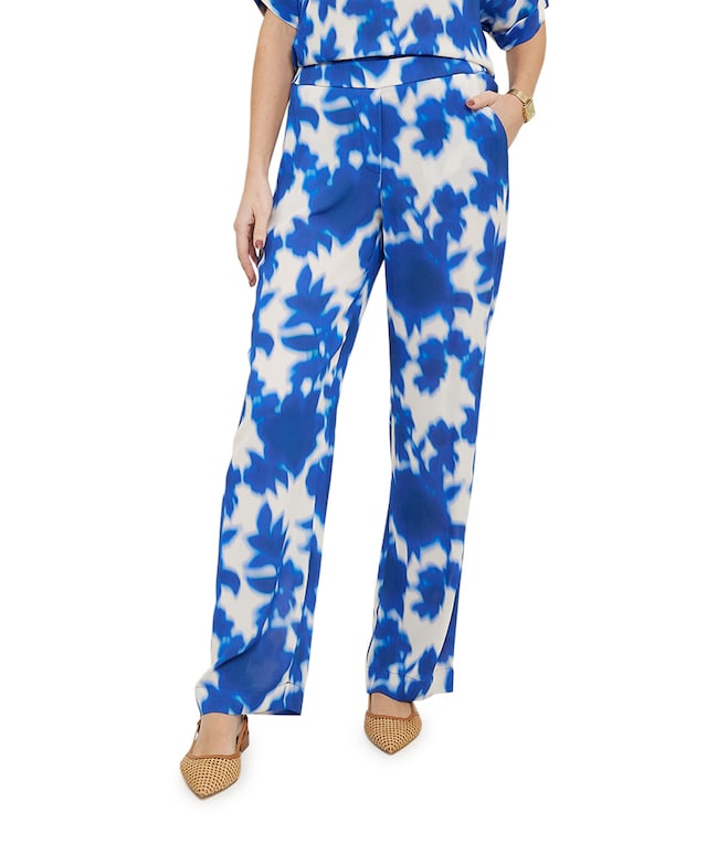 trousers floral print broek blauw