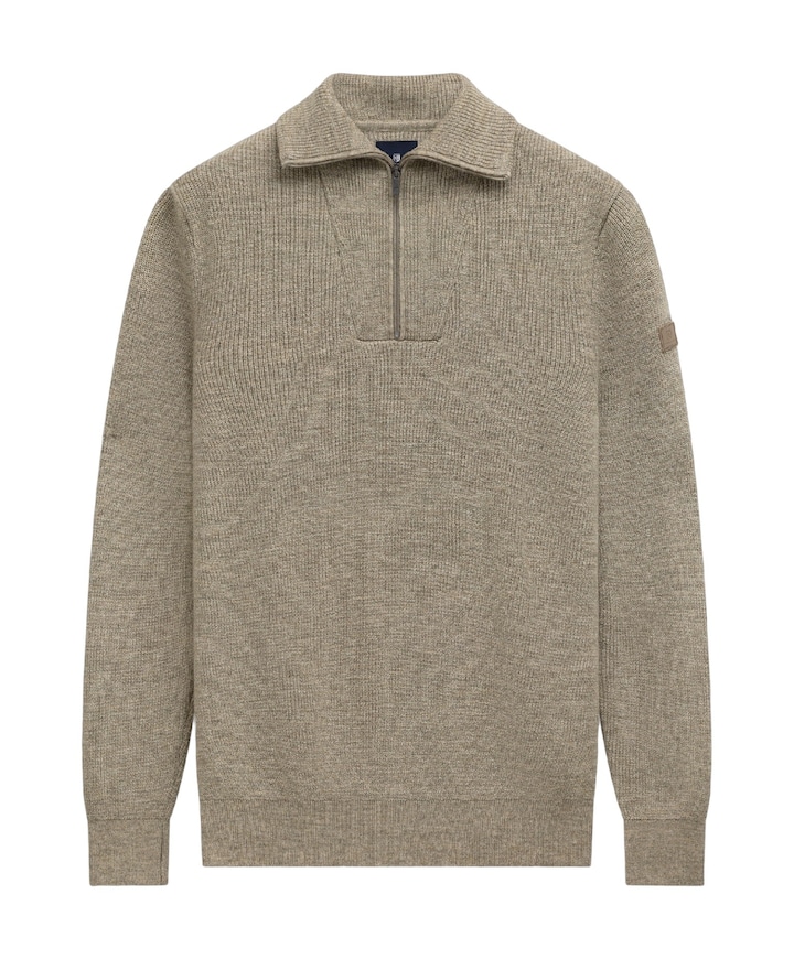 Heren trui met rits beige