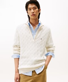 Heren trui met rits ecru