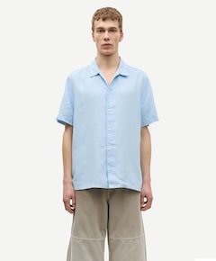 Heren overhemd korte mouw blauw