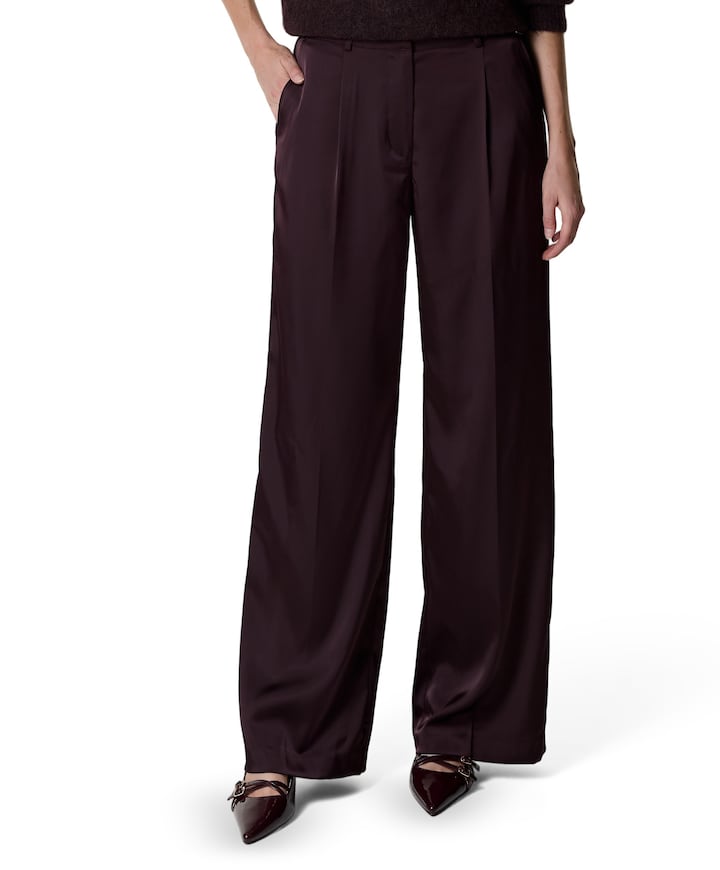 Jules bold satin smart  dames broek paars
