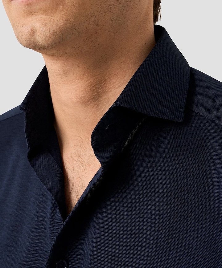 Heren overhemd lange mouw blauw