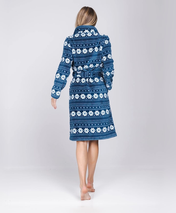 Dames ochtendjas blauw