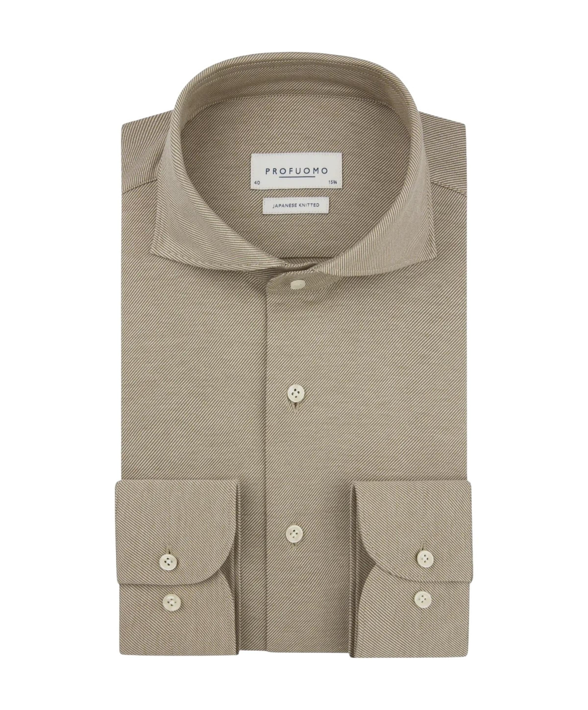 Heren overhemd lange mouw beige