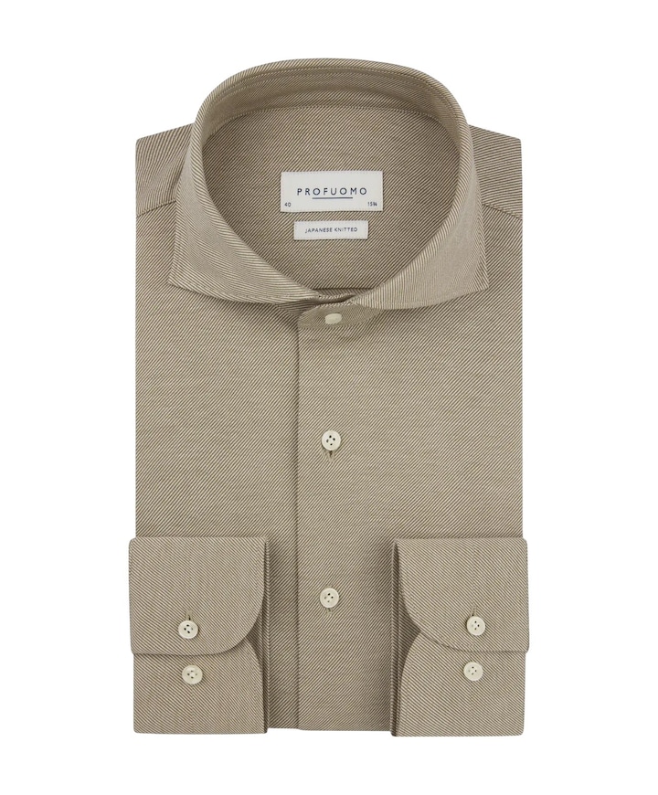 Heren overhemd lange mouw beige