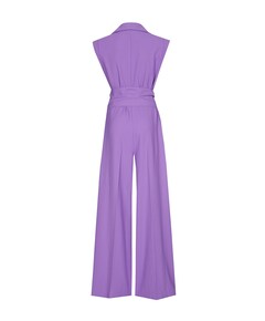 crepe effen kraag dames jumpsuit paars