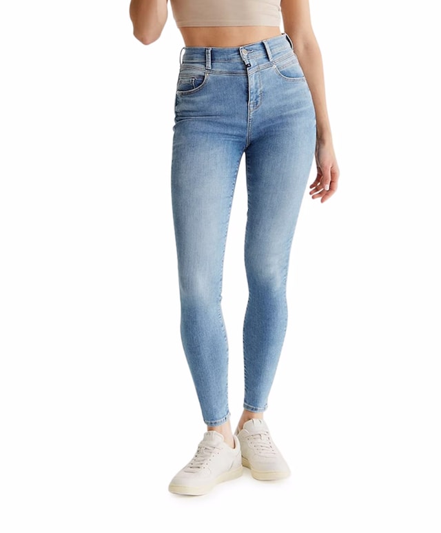 ultra high waist skinny jeans blauw