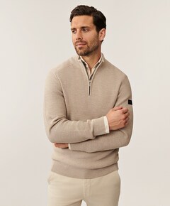 Heren trui met rits beige