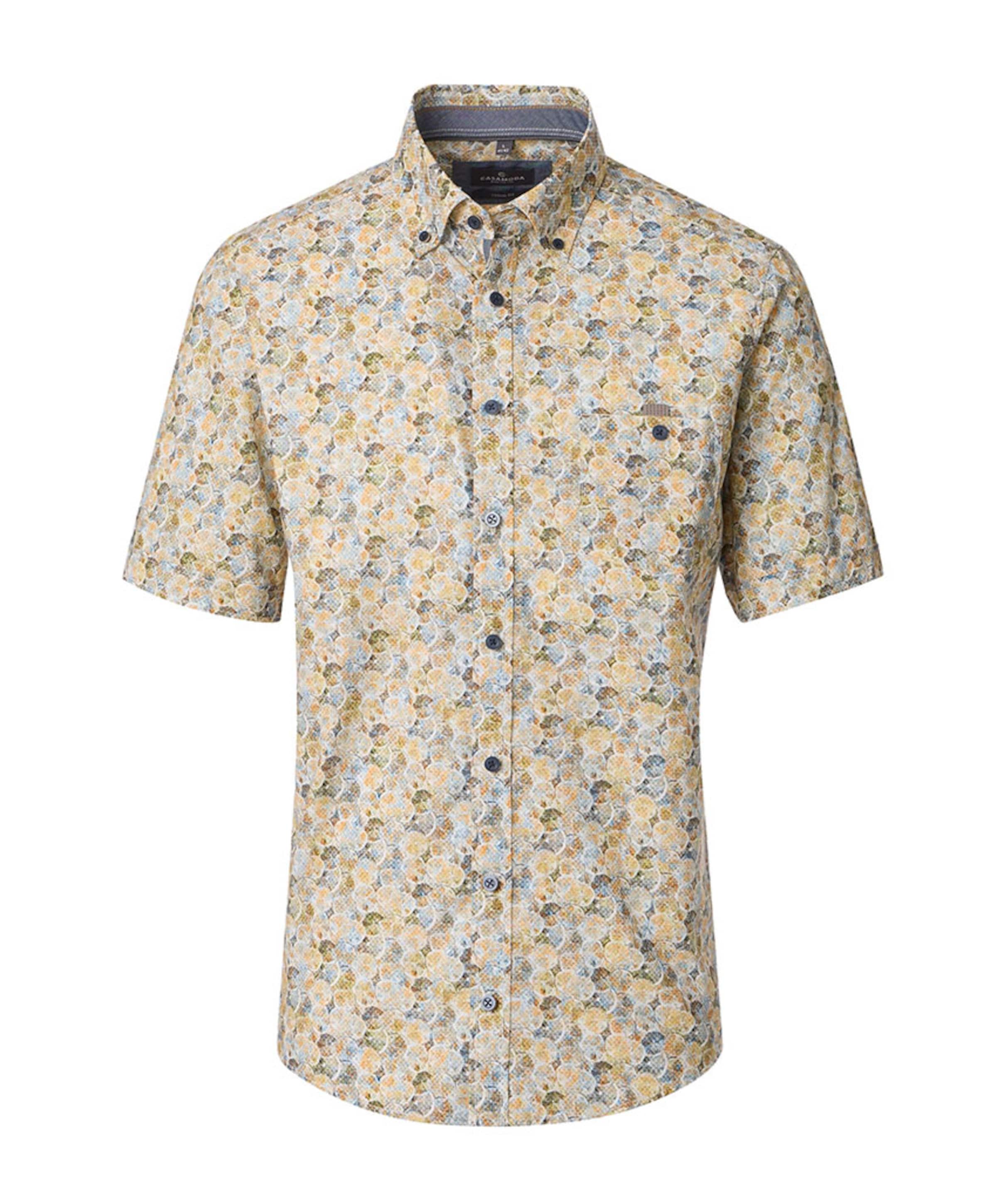 Heren overhemd korte mouw geel