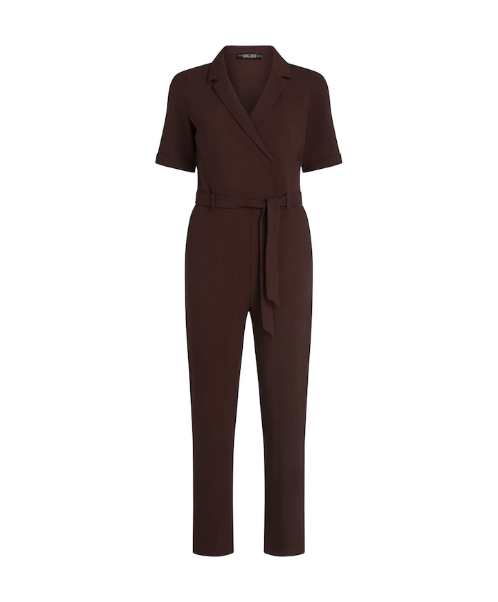 Doris Woven Crepe dames jumpsuit bruin