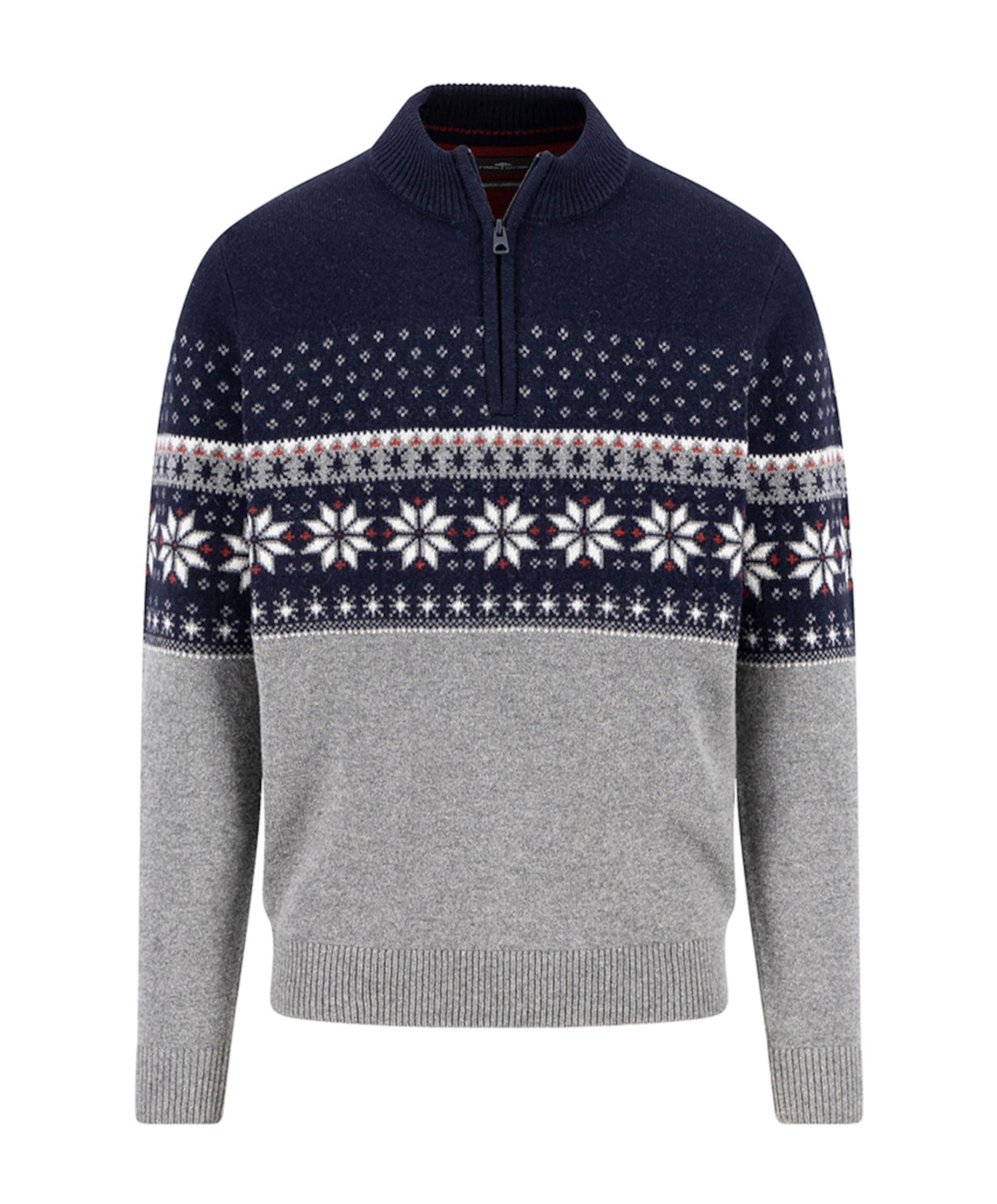 Heren trui met rits blauw