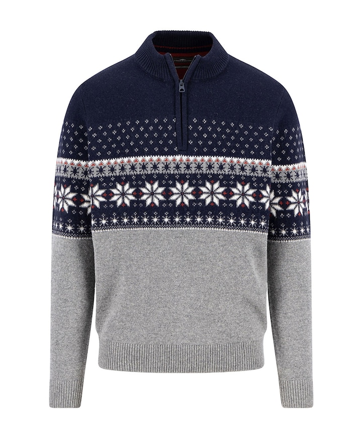 Heren trui met rits blauw