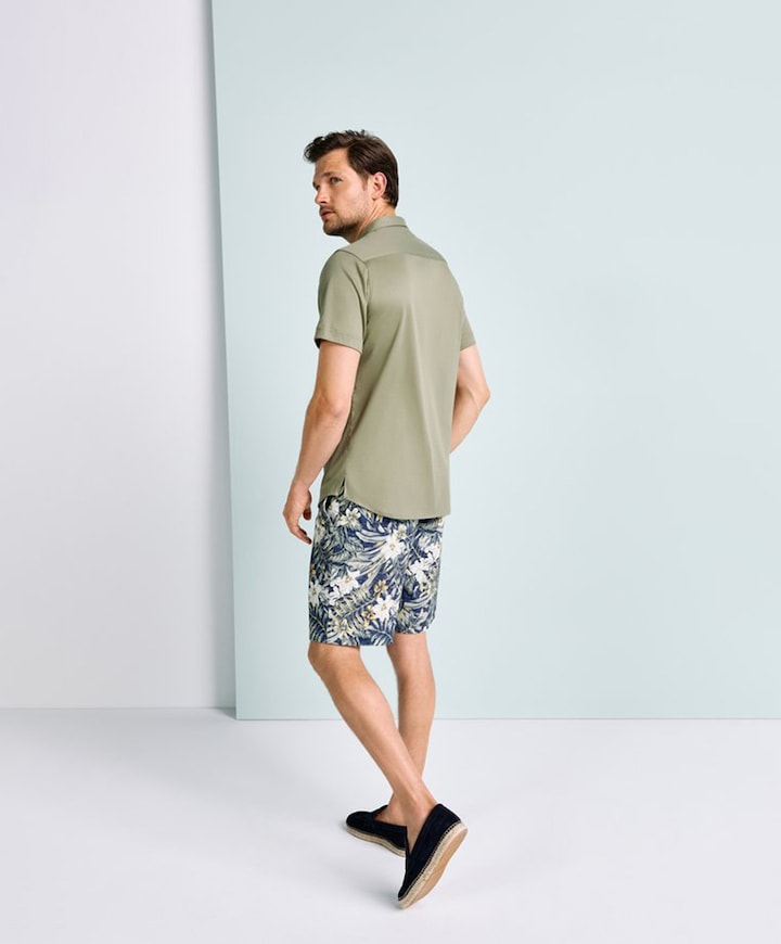 Heren overhemd korte mouw groen