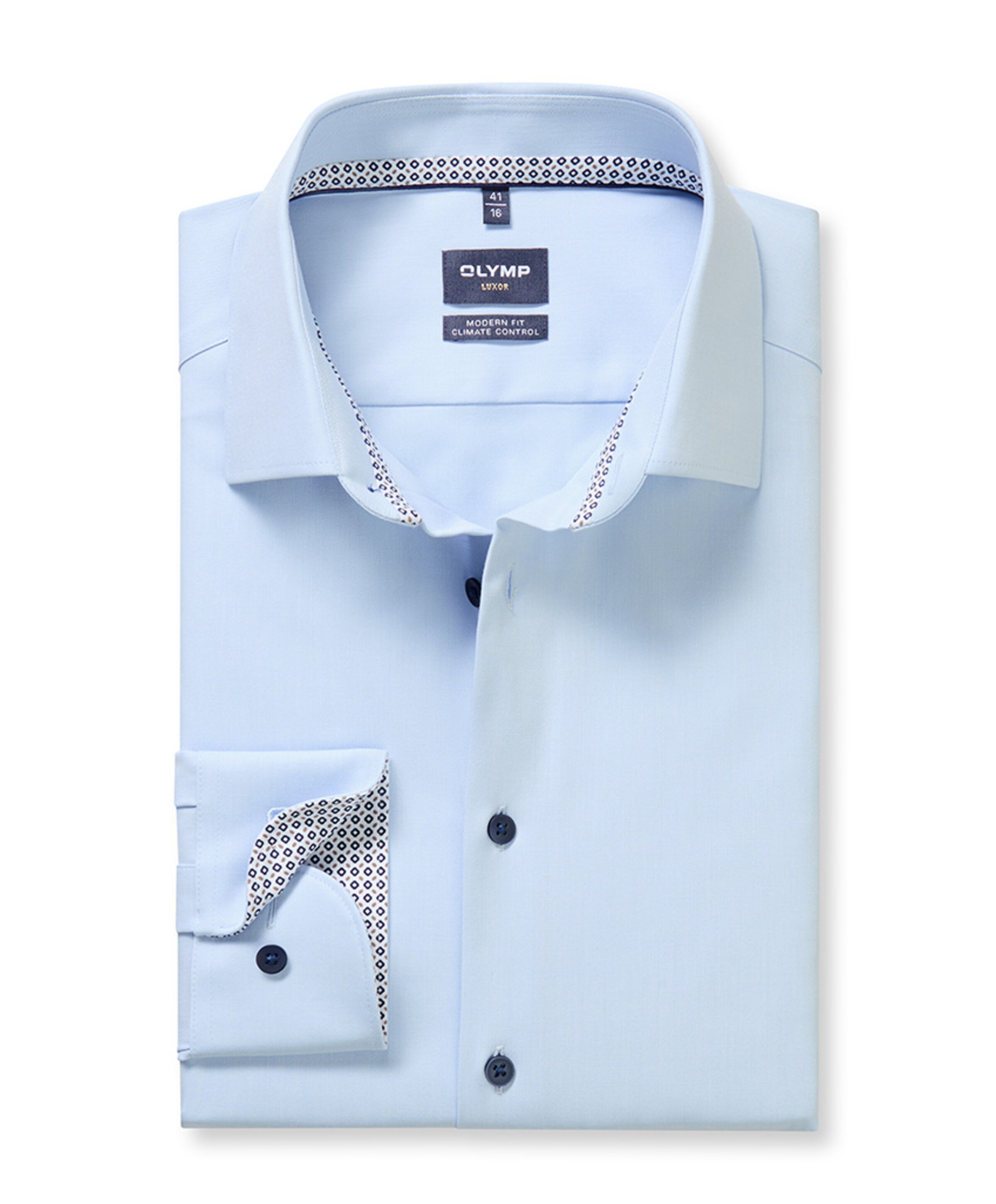 Heren overhemd extra lange mouw blauw