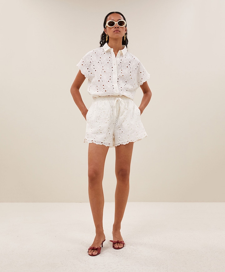 isa flower dames korte broek ecru