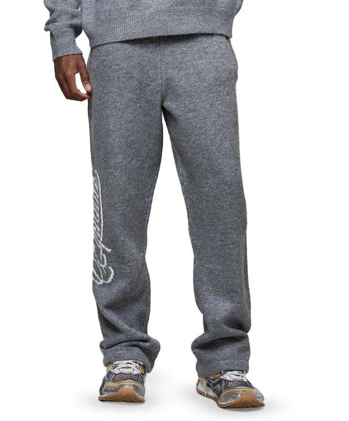Fluffy knit pants uniseks broek grijs