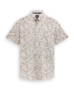Heren overhemd korte mouw beige