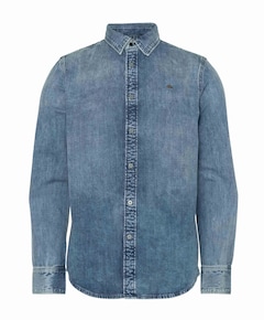 Heren overhemd lange mouw blauw