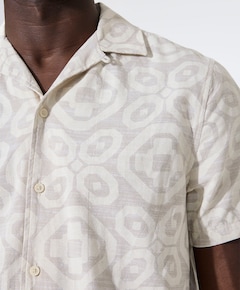 Heren overhemd korte mouw beige