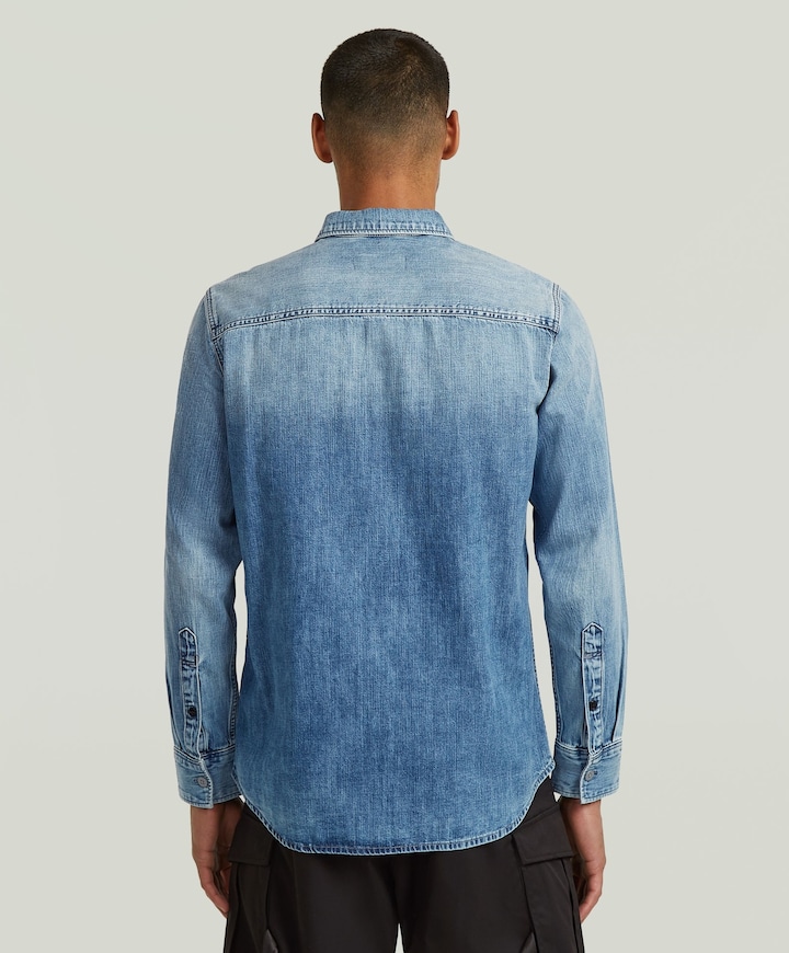Heren overhemd lange mouw blauw