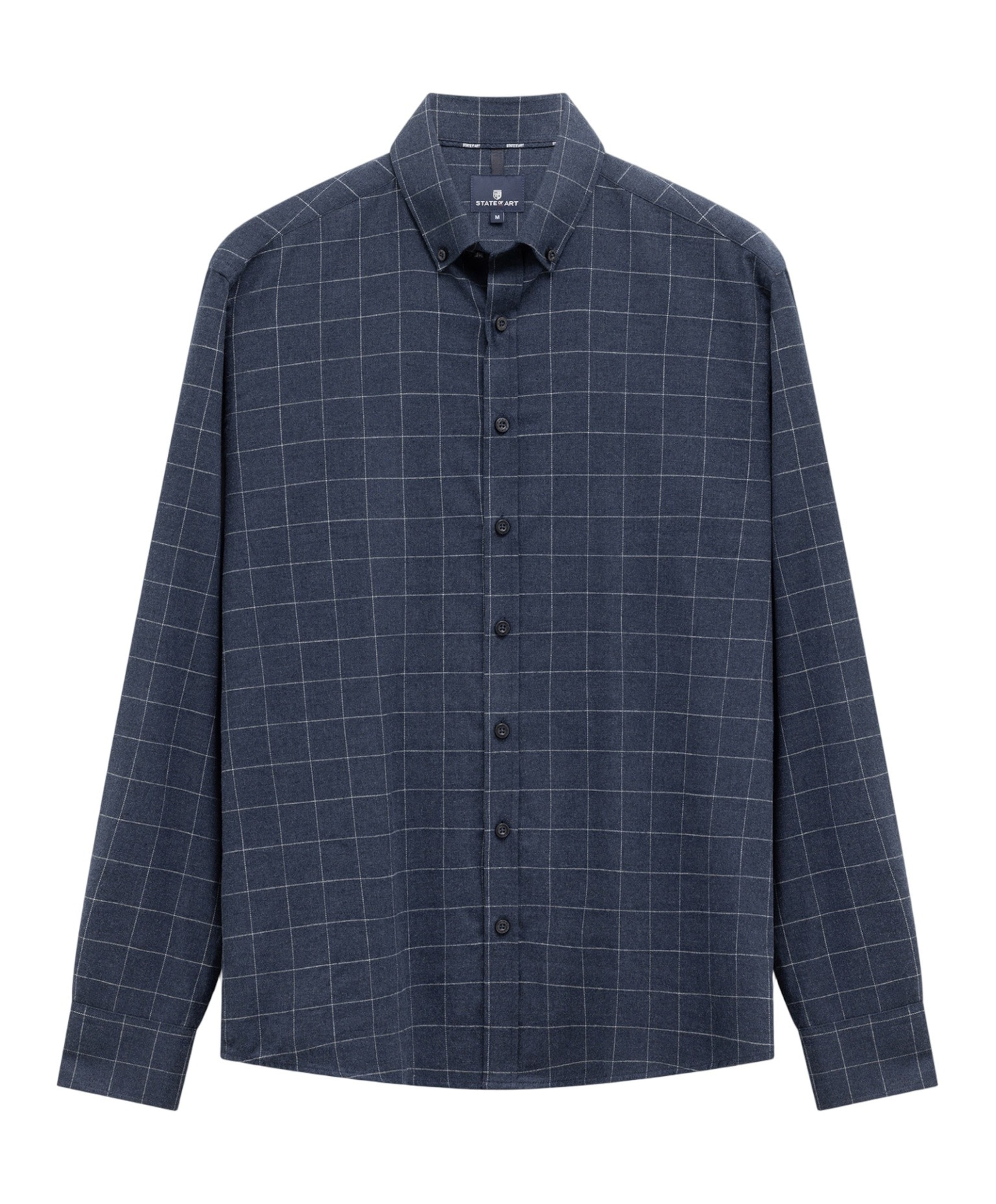 Heren overhemd lange mouw blauw