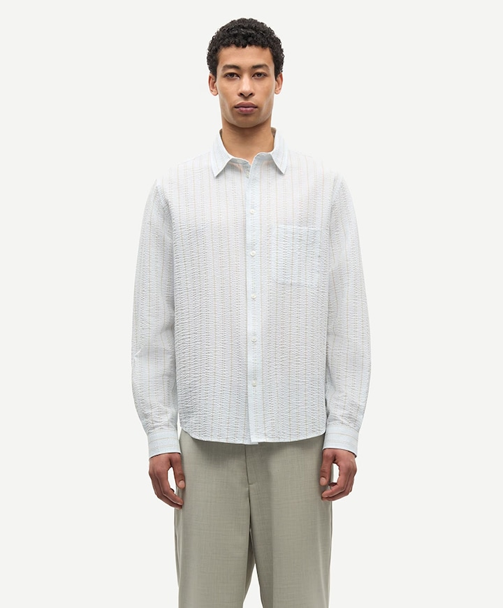 Heren overhemd lange mouw blauw