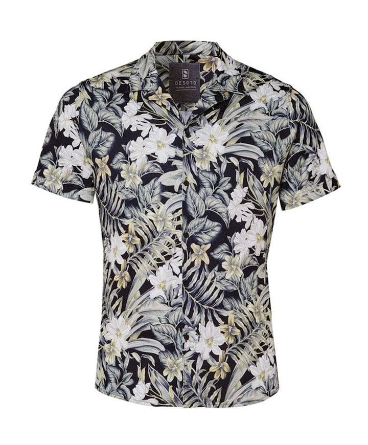 Heren overhemd korte mouw groen