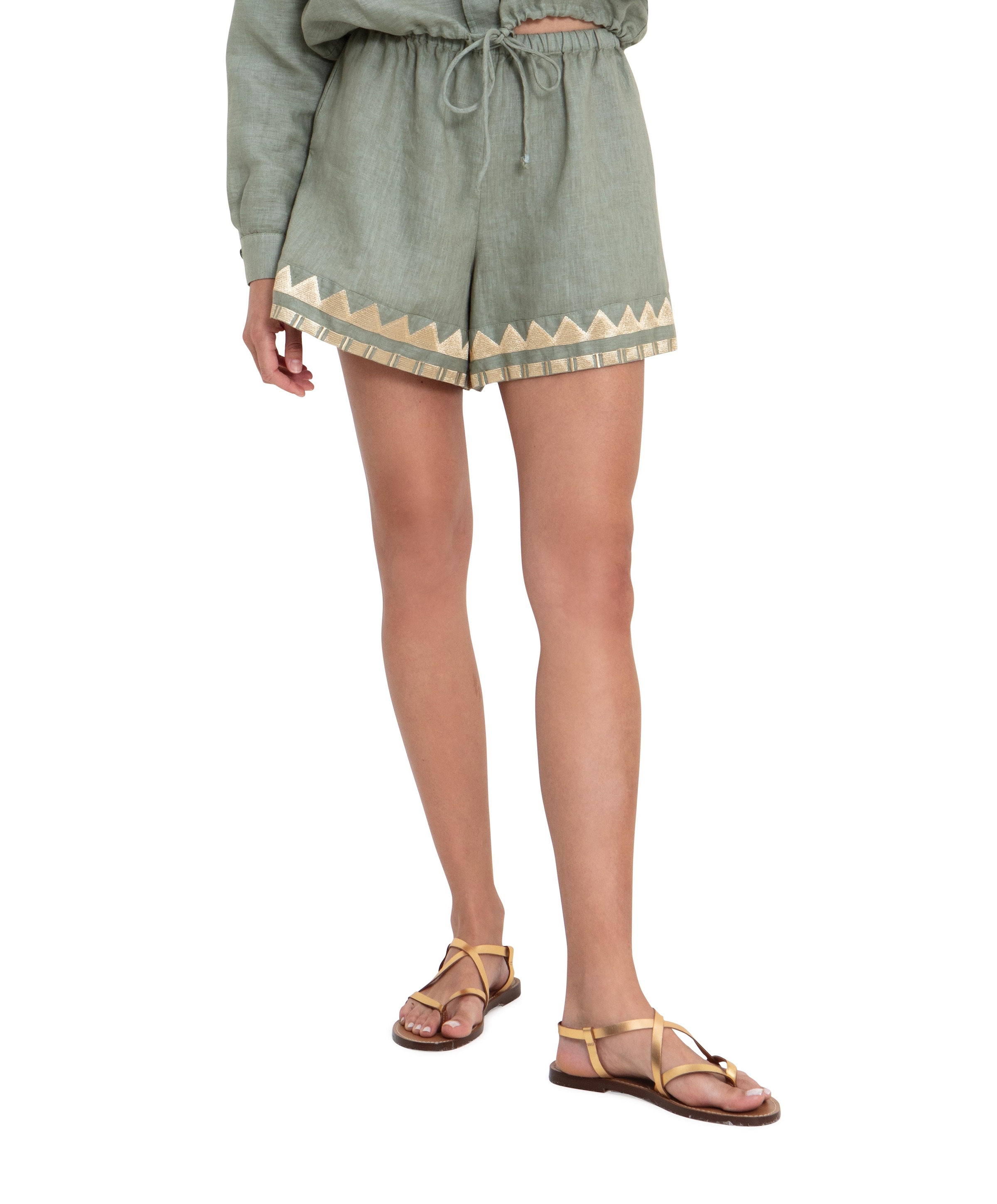 papyrus elastic waistband dames korte broek groen