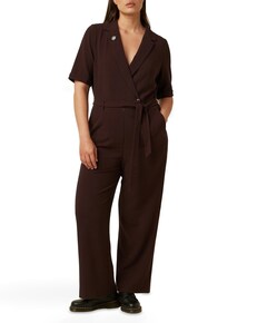 Doris Woven Crepe dames jumpsuit bruin