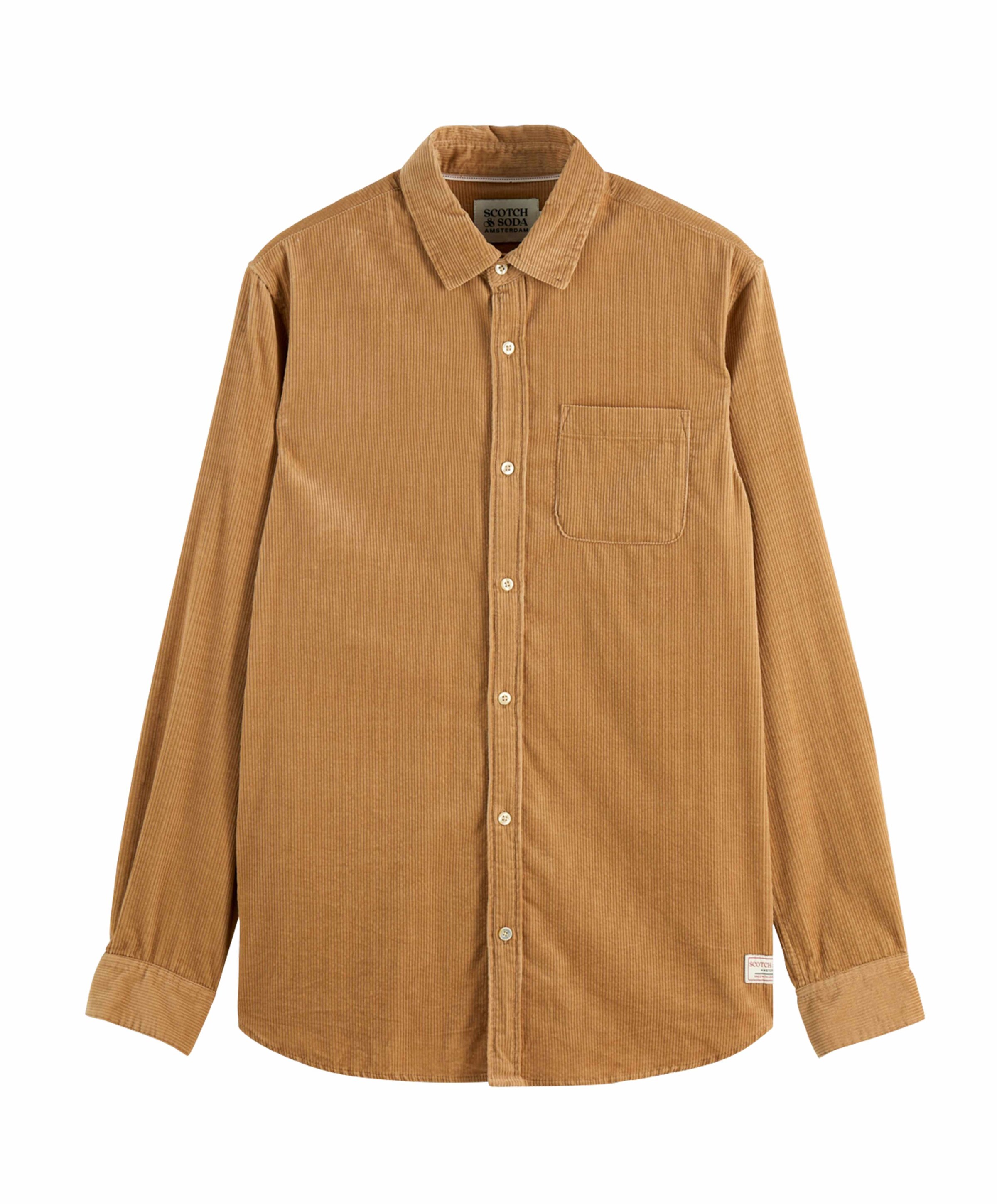 Heren overhemd lange mouw beige