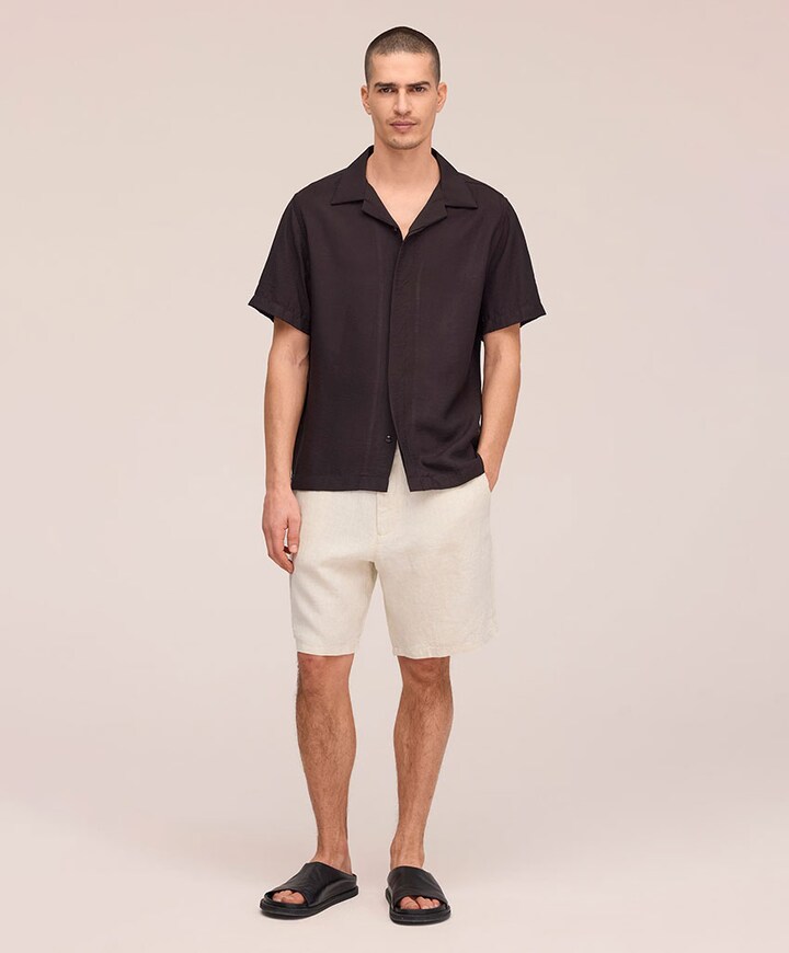 Heren overhemd korte mouw bruin