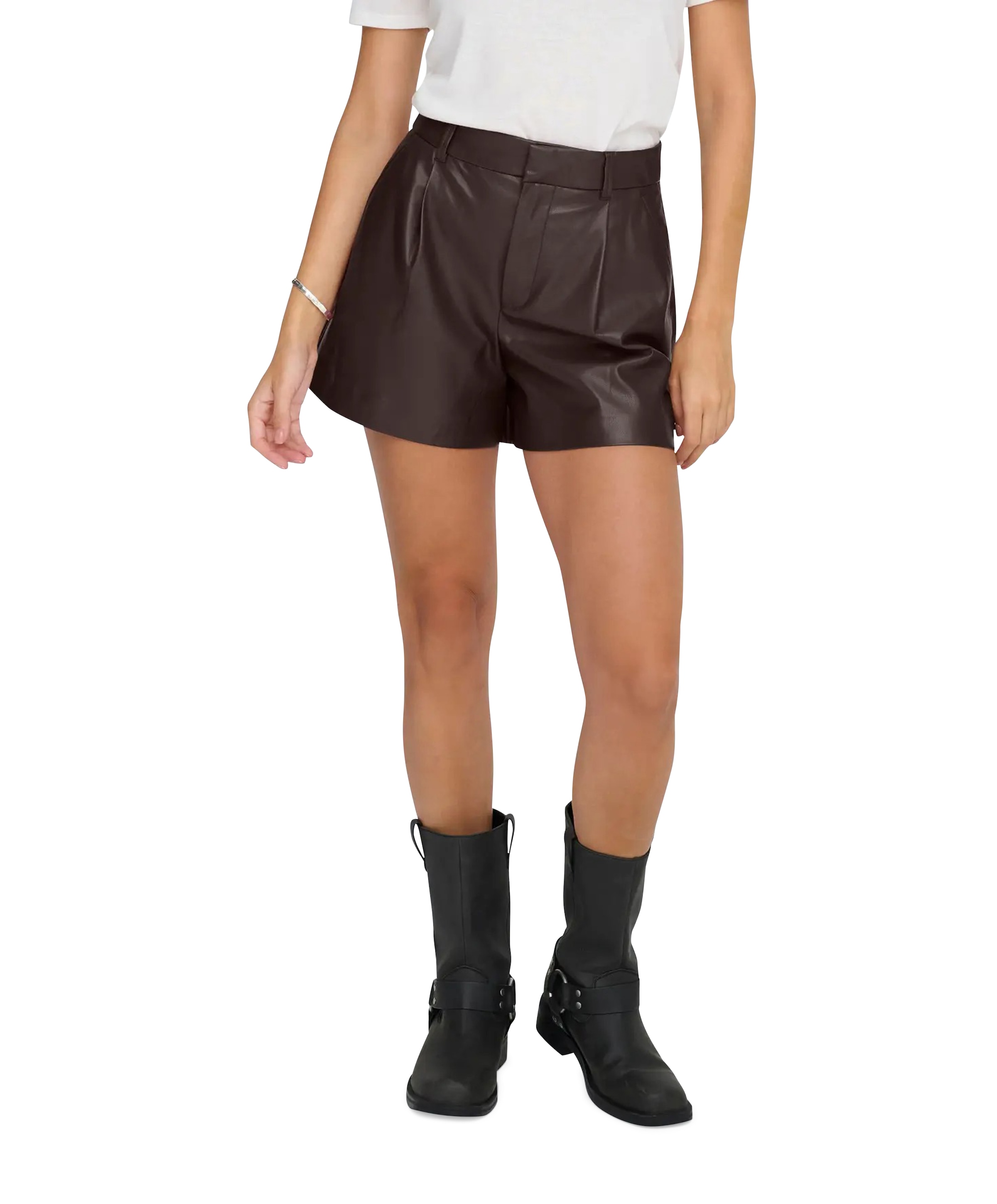 ONLSMOOTH HW FAUX LEA CC dames korte broek bruin