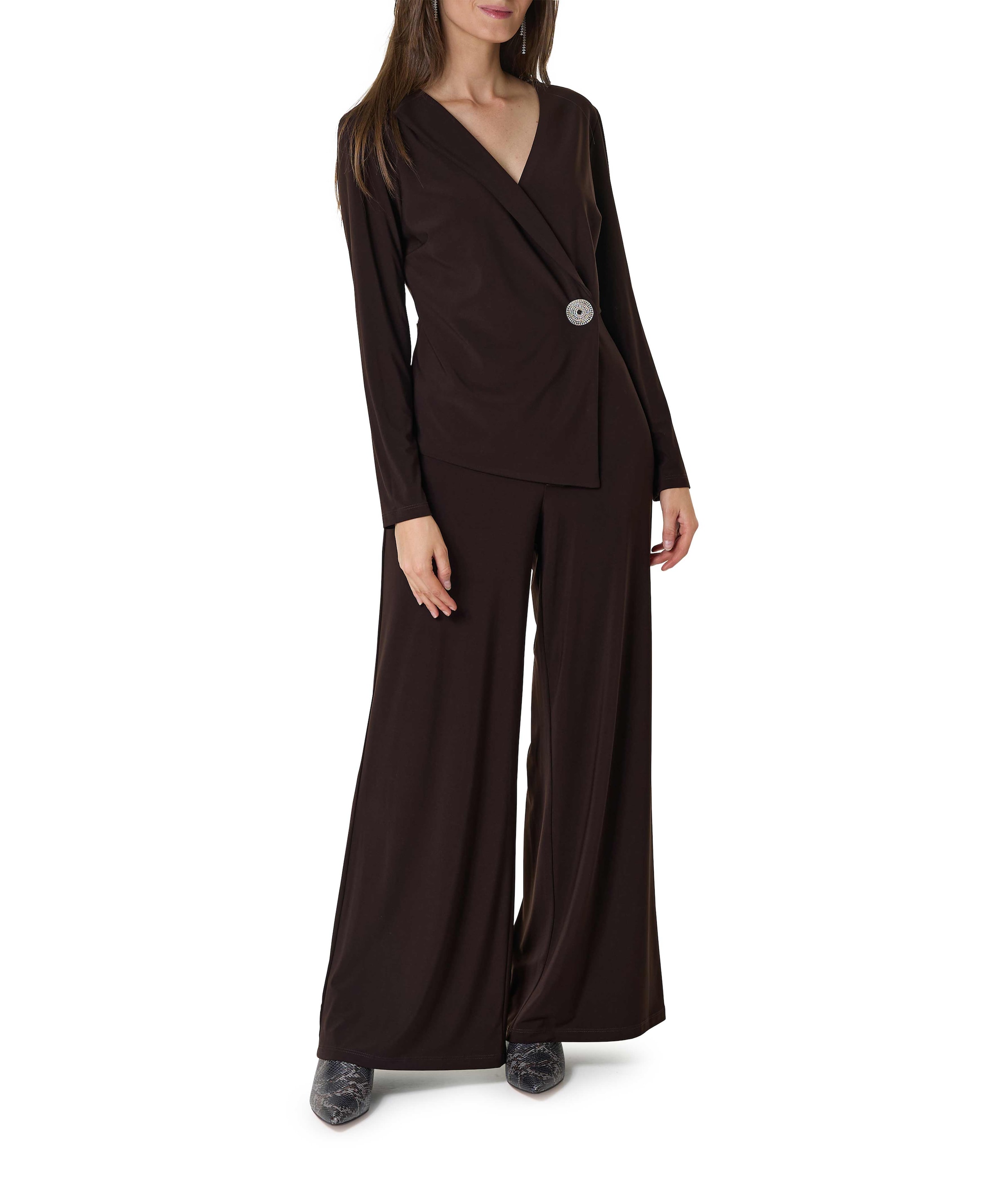 Knit dames jumpsuit bruin