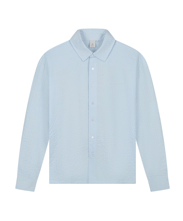 Heren overhemd lange mouw blauw