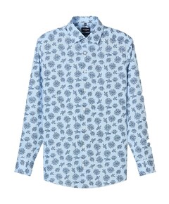 Heren overhemd lange mouw blauw